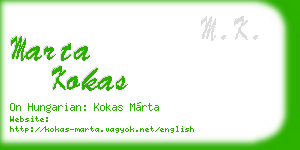 marta kokas business card